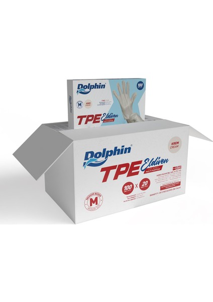 Dolphin Krem Tpe Eldiven M Beden 100 Adet x 20 Paket - Koli