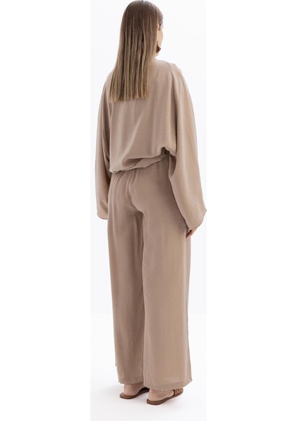 Vizon-Beli Lastikli Palazzo Modal Pantolon modelleri