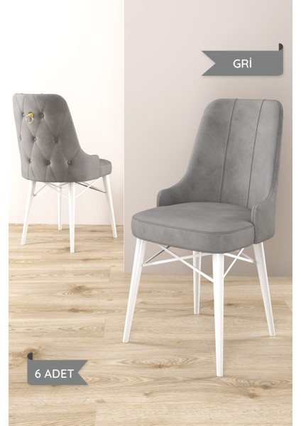 Arven Serisi 80X132 Açılabilir Mdf Beyaz Mermer Desen Mutfak Masa Takımı 6 Sandalye