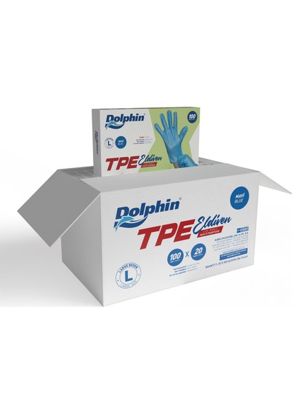 Dolphin Mavi Tpe Eldiven L Beden 100 Adet x 20 Paket - Koli