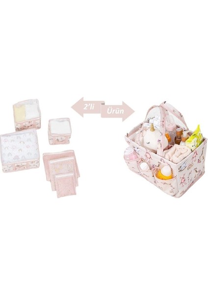 Bebek 6'lı Oda ve Valiz Düzenleyici Seti, Pembe, Bakım Organizer
