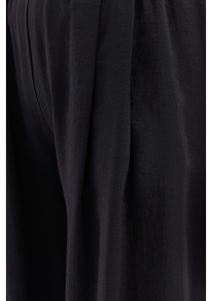 Siyah-Beli Lastikli Palazzo Modal Pantolon