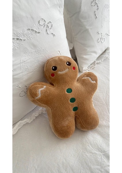 Çocuk Sevimli Kurabiye Adam Oyun Arkadaşı Peluş Yastık Kahverengi 27 cm