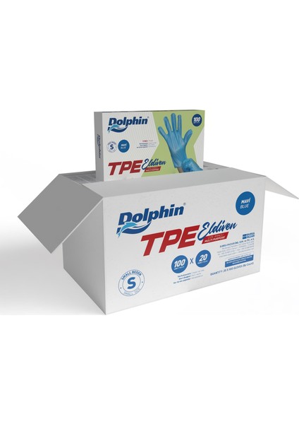 Dolphin Mavi Tpe Eldiven S Beden 100 Adet x 20 Paket - Koli