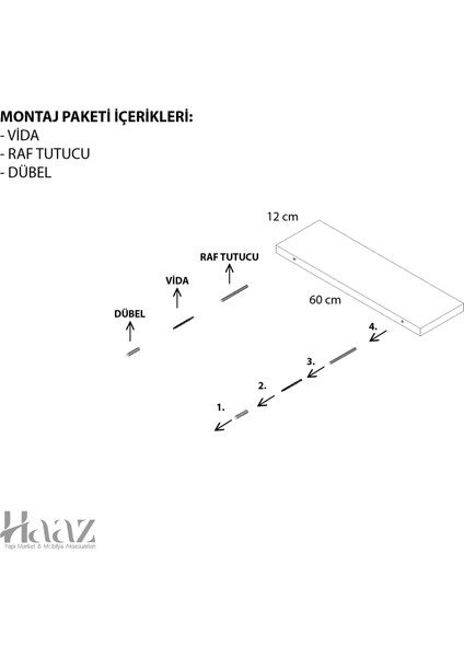 3'lü Mini Duvar Rafı