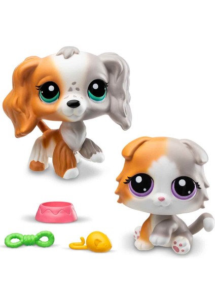 Minişler 2’li Figür Seti S3 - 153&AMP;152 Spanyel Köpek ve Scottis Fold Longhair Kedi