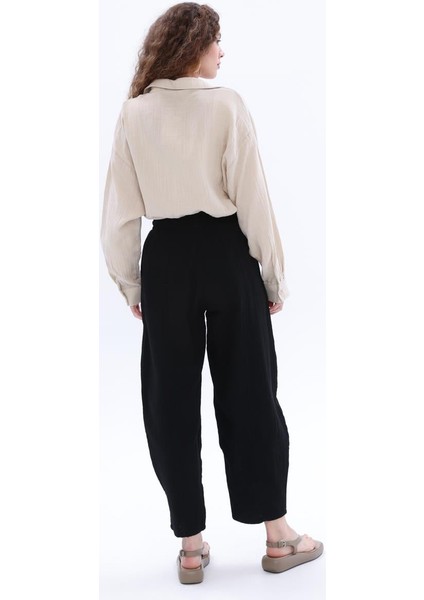 Siyah-Cepli Müslin Pantolon