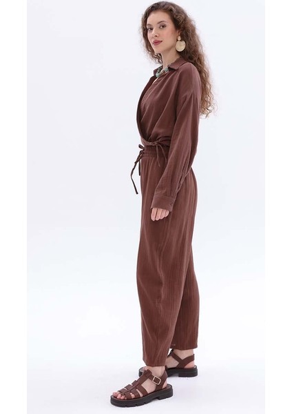 Kahve-Cepli Müslin Pantolon fiyatları