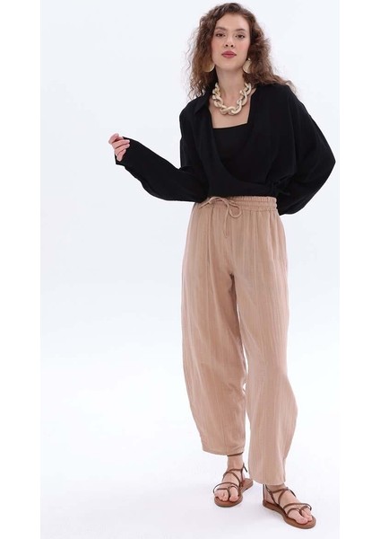 Taş-Cepli Müslin Pantolon