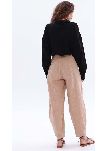 Taş-Cepli Müslin Pantolon