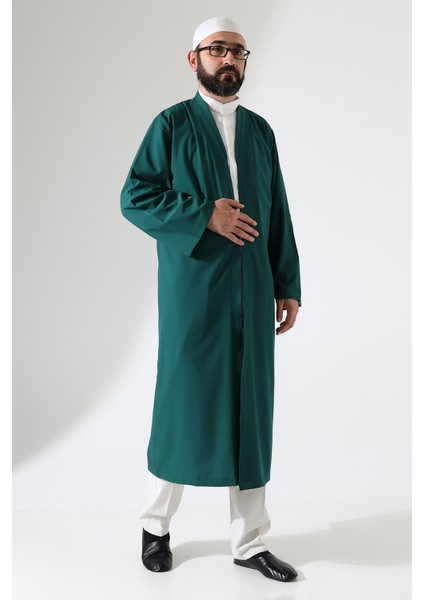 Erkek Namaz Elbisesi Buhara Yaka Cepli Namaz Cübbesi Yeşil - (Brt) fırsatları