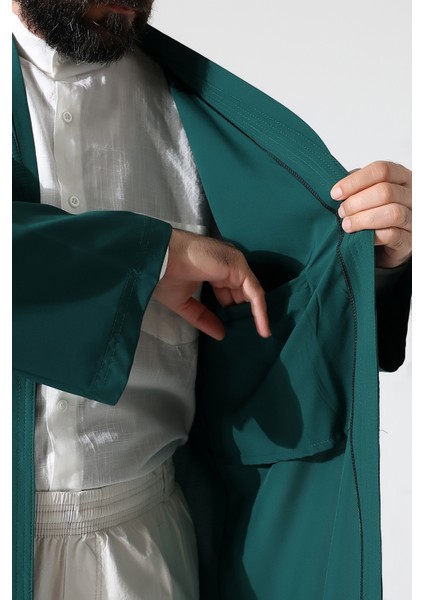Erkek Namaz Elbisesi Buhara Yaka Cepli Namaz Cübbesi Yeşil - (Brt) indirimleri