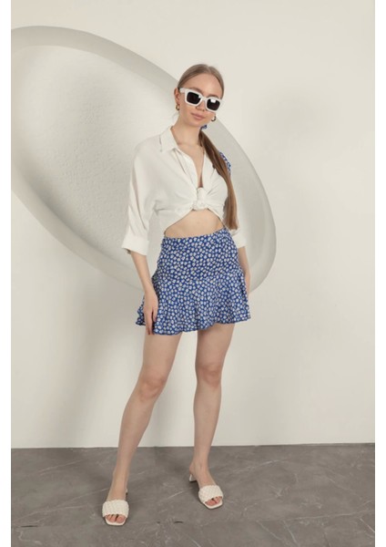 Bürümcük Papatya Desen Şort Etek-Saks fiyatları