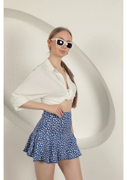 Bürümcük Papatya Desen Şort Etek-Saks indirimleri