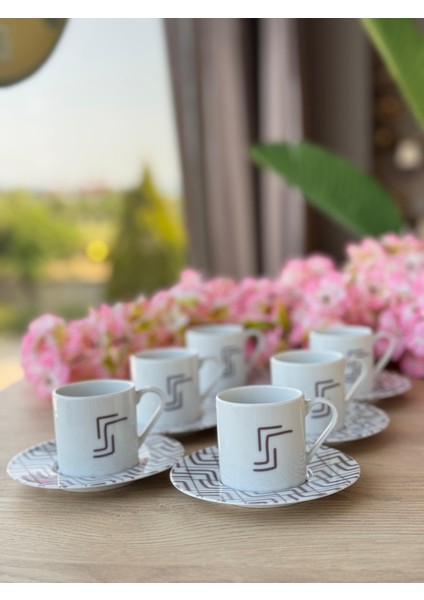 Tamina Desen1 6 Kişilik 12 Parça Kahve Fincan Takımı 90CC