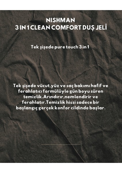 Nıshman 3ın1 Clean Comfort Duş Jeli 480 ml modelleri