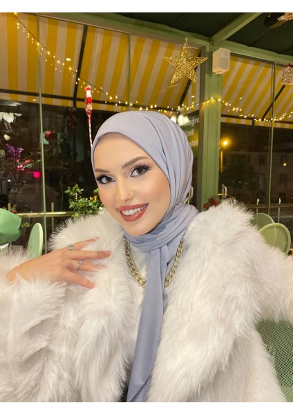Shawl Kadın Buz Gri Çıtçıtlı Hazır Şal fiyatları