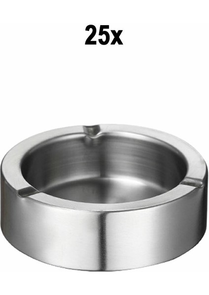25 Adet Çelik 11 cm Kafe Restaurant Lokanta Yuvarlak Kül Tablası Küllük MT168-25