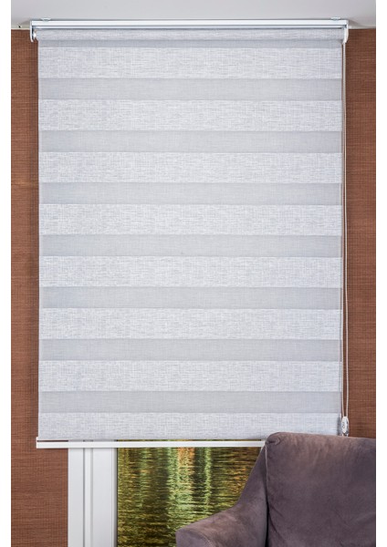 Gri BZY1000 Serisi (BZY 1050) Metal Kasa Düz Renk Zebra Perde