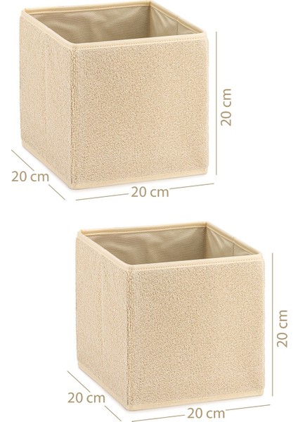 2'li Bej Havlu Kumaşlı Çekmece ve Masaüstü Düzenleyici, 20X20X20 cm