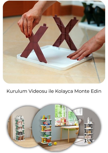 5 Katlı Çok Amaçlı Düzenleyici Raf Antrasit, Banyo, Mutfak, Oda ve Ayakkabılık Için