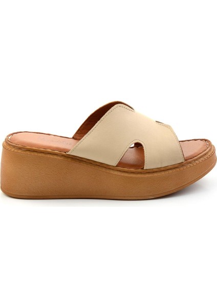 Bej Leather Kadın Terlik K04331126003