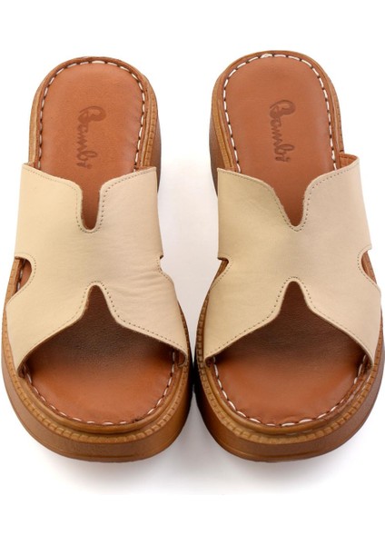 Bej Leather Kadın Terlik K04331126003 fiyatları