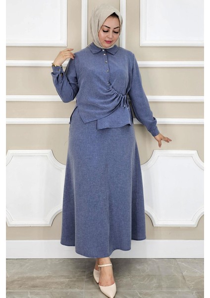 Kadın Bağlama Detaylı Etekli Tesettür Takım modelleri