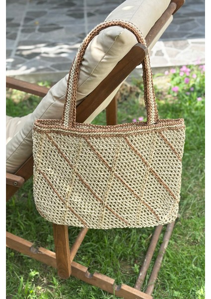 El Örgüsü Hasır Çanta Plaj Çantası 026 BEJ05 fiyatları
