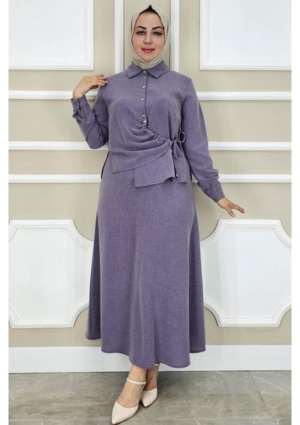 Kadın Bağlama Detaylı Etekli Tesettür Takım modelleri