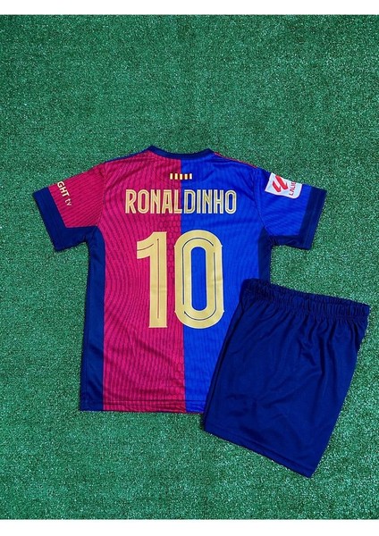 Barcelona Yeni Sezon Ronaldınho Iç Saha Çocuk Forması 4lü Set Şort+Çorap+Bileklik