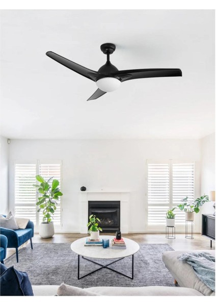 Favonıo 35W Bakır Motor LED Siyah Tavan Vantilatörü 132CM