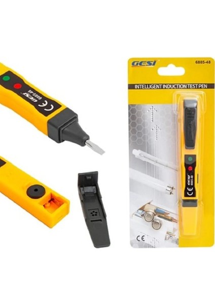 Dedektörlü Faz Kontrol Kalemi Voltaj Test Aleti Akıllı Voltaj 6V 12V 24V 50V 110V 220 Voltaj Tespiti LED ve Sesli Uyarı Göstergesi