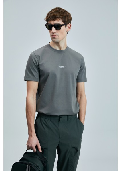 Logolu Pamuk Karışımlı Regular Fit Bisiklet Yaka T Shirt Erkek T Shirt 111020235