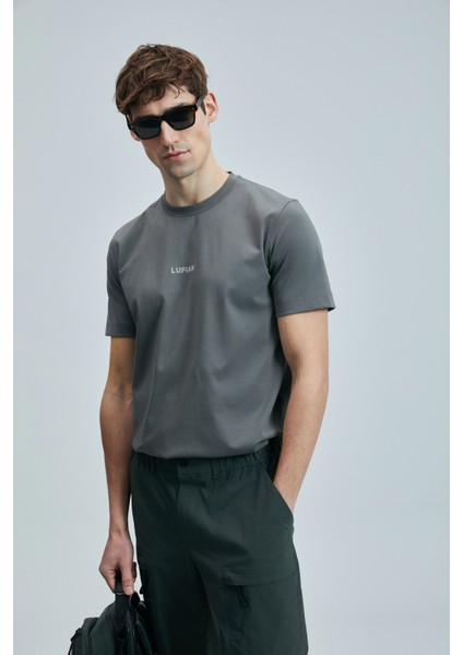 Logolu Pamuk Karışımlı Regular Fit Bisiklet Yaka T Shirt Erkek T Shirt 111020235