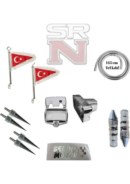 Cg Çita Full Modifiye Set Bayrak+Vida+Km ve Far Kabı+Elcik+Tel Kılıf Srnmotor