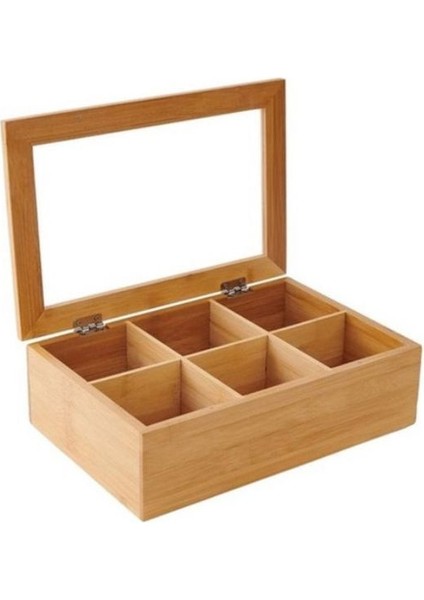Altı Bölmeli Doğal Ahşap Düzenleyici, Takı ve Makyaj İçin Şık ve Fonksiyonel Tasarım