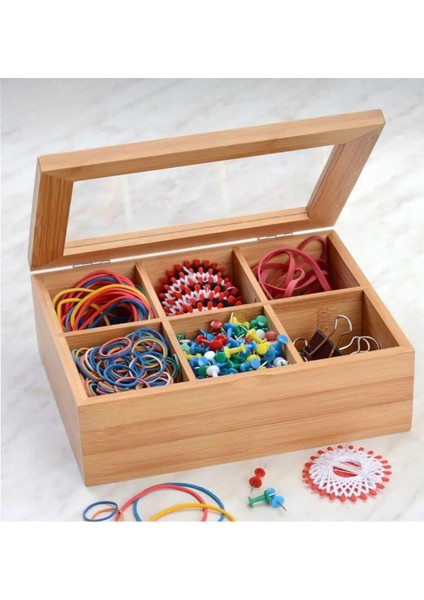 Altı Bölmeli Doğal Ahşap Düzenleyici, Takı ve Makyaj İçin Şık ve Fonksiyonel Tasarım fiyatları