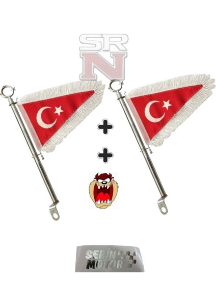 Cg Cup Motosiklet Modifiye Makam Bayrağı Beyaz Flama 2 Li Set + Tazmnya Srnmotor