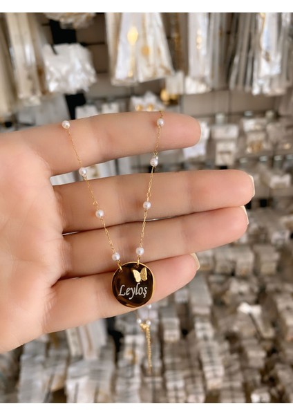 Çelik Kişiye Özel Incili Isimli Kolye Özel Tasarım Kolye