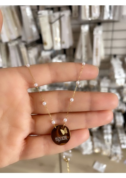 Çelik Kişiye Özel Incili Isimli Kolye Özel Tasarım Kolye modelleri