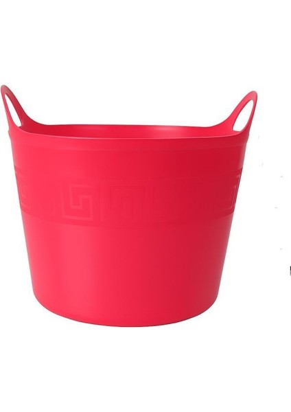 Pembe, Esnek Plastik Kova – 42 Litre, Kurban Kovası, Esneyebilen Oyuncak ve Çamaşır Sepeti