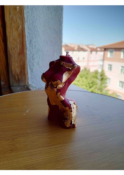 Bordo Kadın Vücudu Mum – Altın Varak Detaylı Dekoratif Obje fiyatları