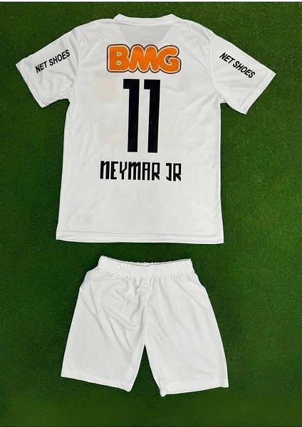 Santos Özel Tasarım Kısa Kollu Çocuk Forması Neymar Şort Çorap Bileklik Hediyeli