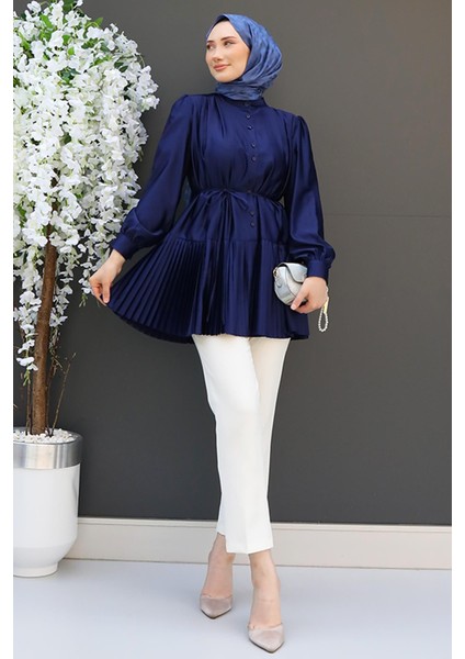 Altı Piliseli Gömlek Lacivert