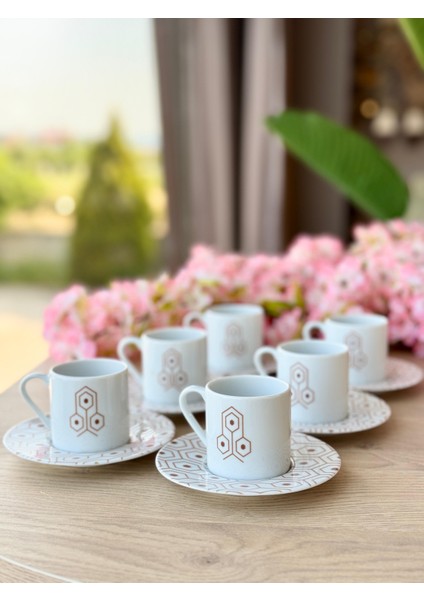 Tamina Desen4 6 Kişilik 12 Parça Kahve Fincan Takımı 90CC