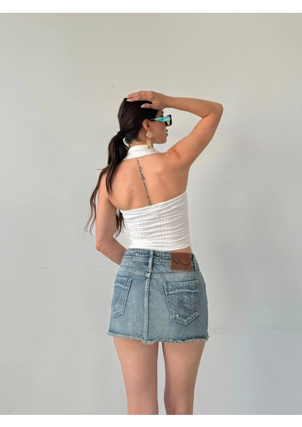 Gömlek Yaka Önü Düğme Detaylı Bluz modelleri