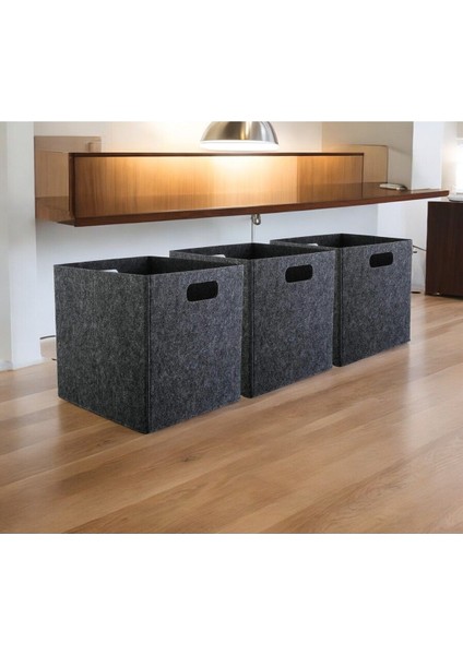 Gri Çok Amaçlı Keçe Kutu Seti, Dolap Içi Düzenleyici, 3'lü, 32X32X32 cm