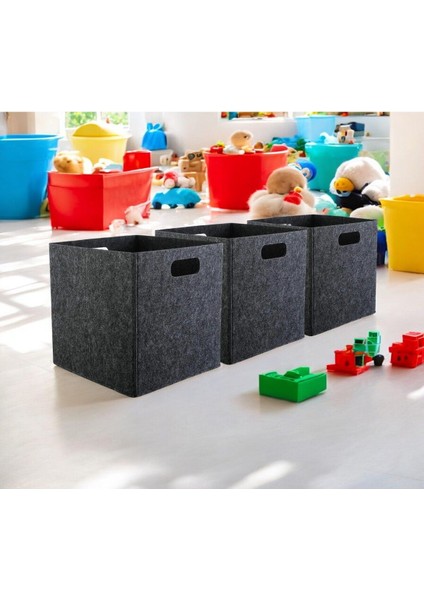 Gri Çok Amaçlı Keçe Kutu Seti, Dolap Içi Düzenleyici, 3'lü, 32X32X32 cm modelleri