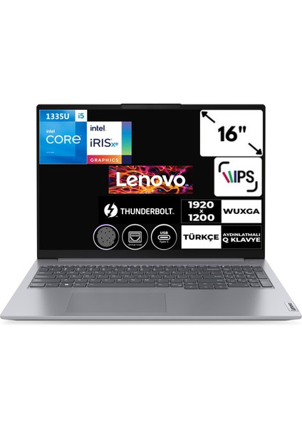 Thinkbook 16 G6 Irl I5-1335U 64 GB 2 Tb SSD Windows 11 Pro Iris Xe Graphics 16" Wuxga Taşınabilir Bilgisayar 21KH001ETRCB9